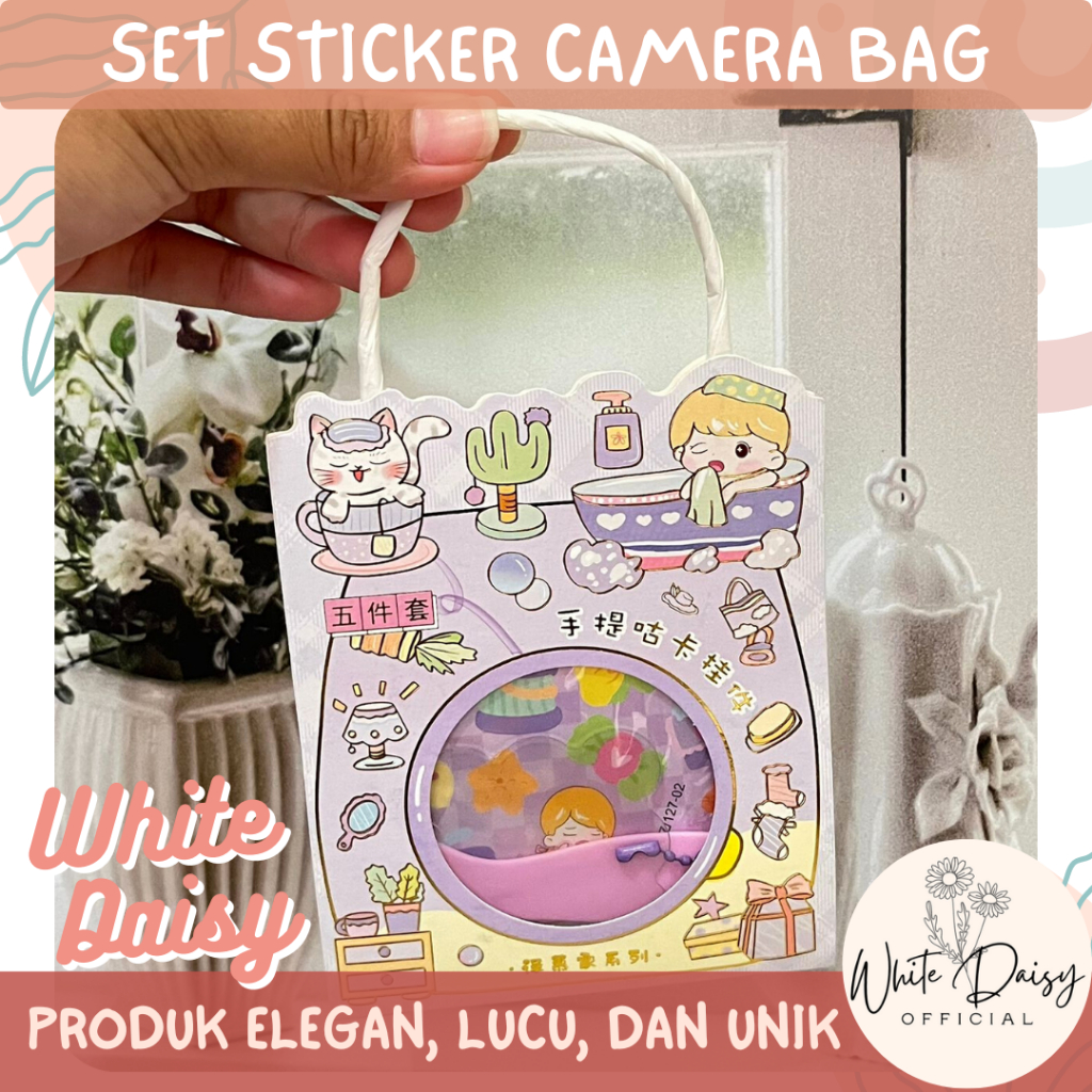 

Set sticker camera bag premium pastel bonus perata dan gantungan lucu