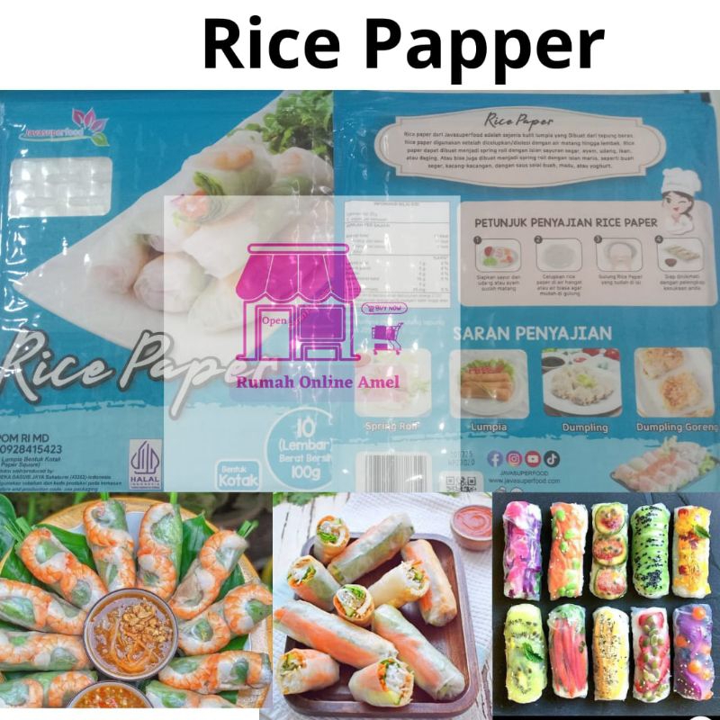 

Rice Pepper Bentuk Kotak 10 Lembar Spring roll, Dompling, Dompling goreng, Lumpia Halal.