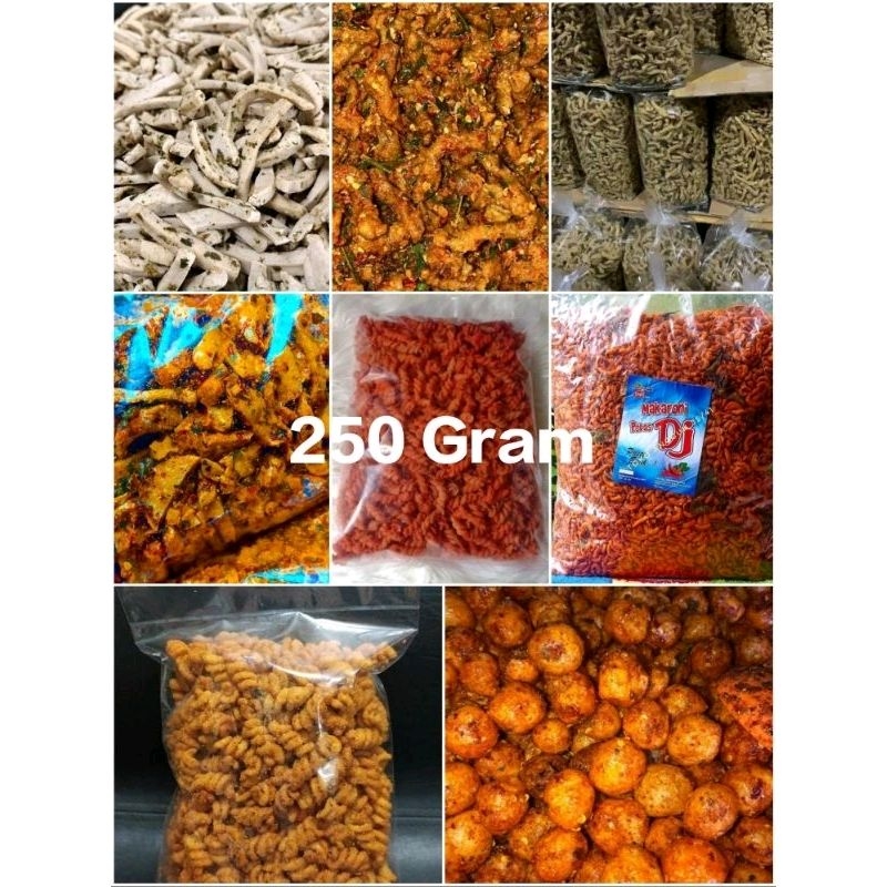 

TERLARIS CAMILAN / SNACK MAKARONI SPIRAL, BASRENG STIK PEDAS, USUS AYAM CRYSPI, MAKARONI BANTET 250 GRAM