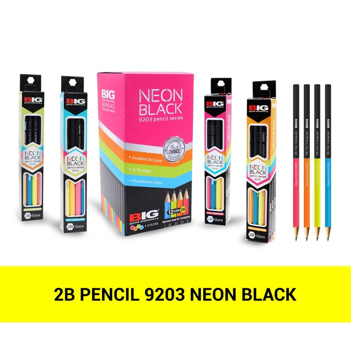 

Pensil BIG 2B Neon Black Motif Fancy PS-9203/12 Pcs