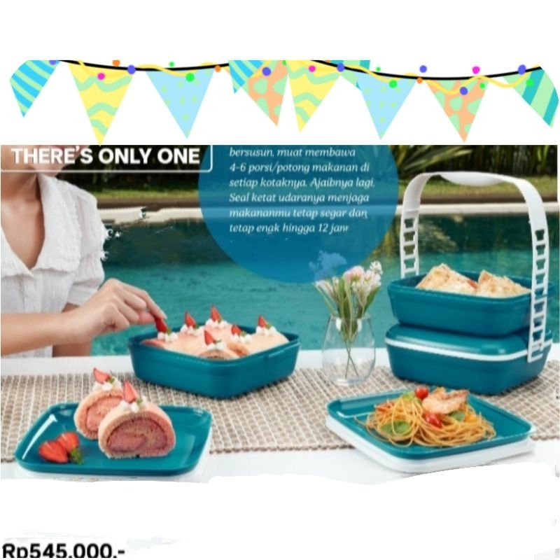 Tupperware Original Rantang Susun Piknik Picnic Wadah Makanan Piring Nasi Lauk Pauk Sayur Buah