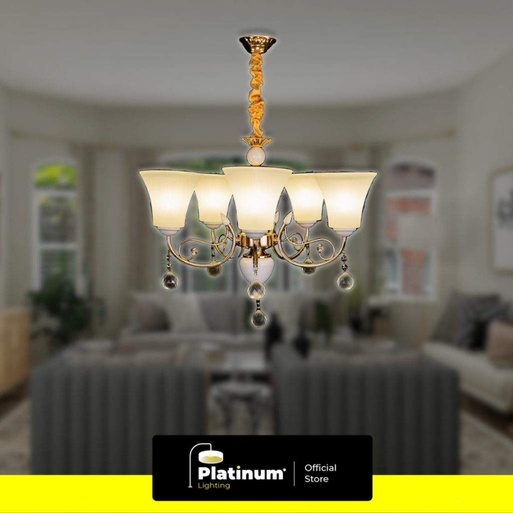 Lampu Gantung Hias Vintage Minimalis Mix Crystal Gantung Dekorasi 5 Lampu Ruang Tamu