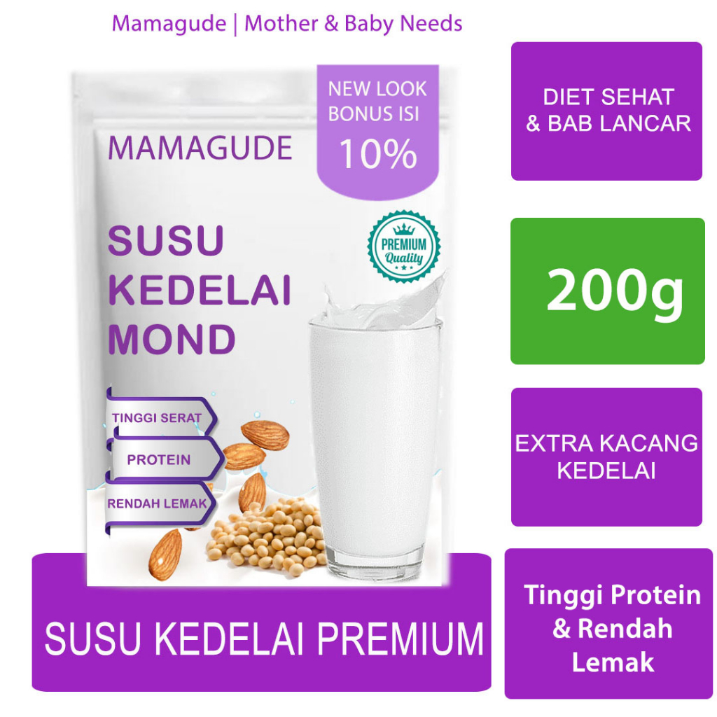 

Minuman Protein Susu Kedelai Susu Soya Susu Kedelai Bubuk Minuman Diet Susu Kedelai Bubuk Protein Mamagude Coklat Matcha Vanilla (200g)