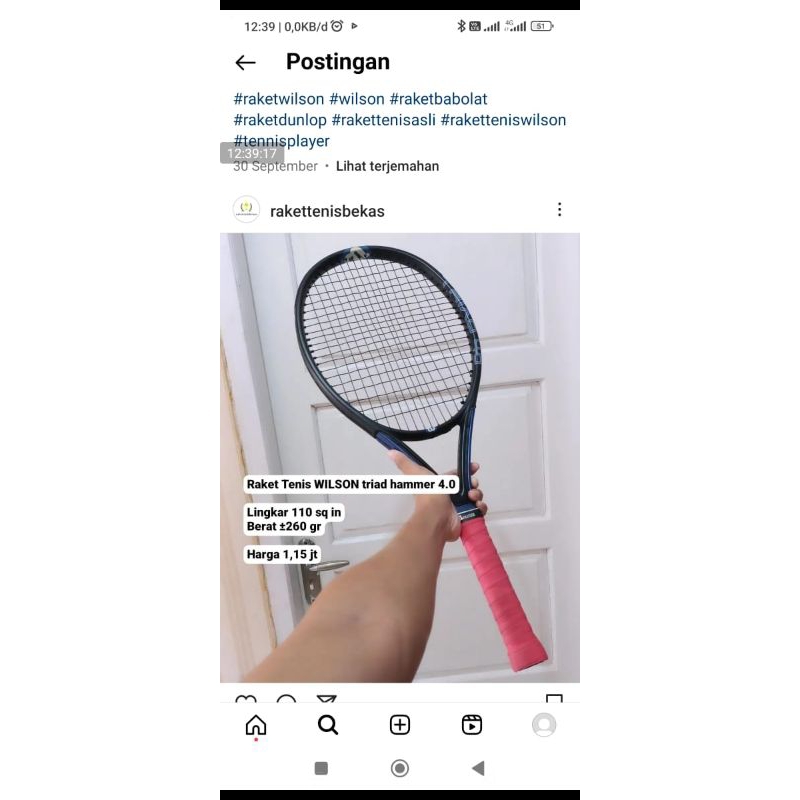 raket tenis wilson triad hammer 4.0