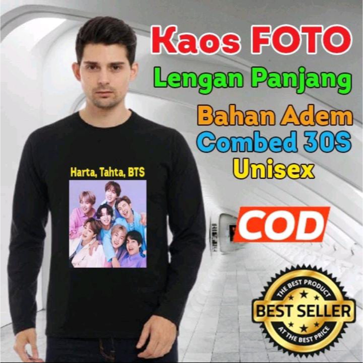 kaos sablon FOTO custom LENGAN PANJANG DEWASA custom foto desain sendiri