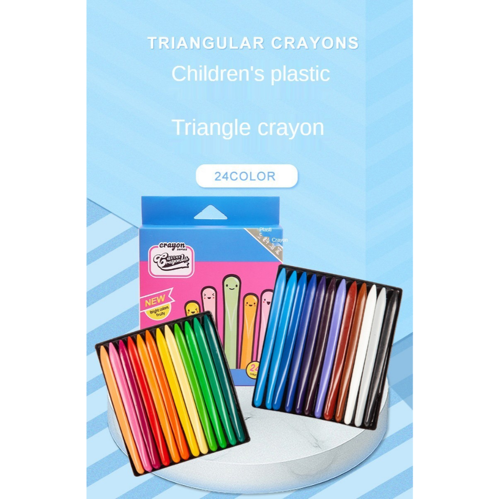 MH - TRIANGULAR CRAYON NON TOXIC ISI 24PCS - CRAYON WATERPROOF