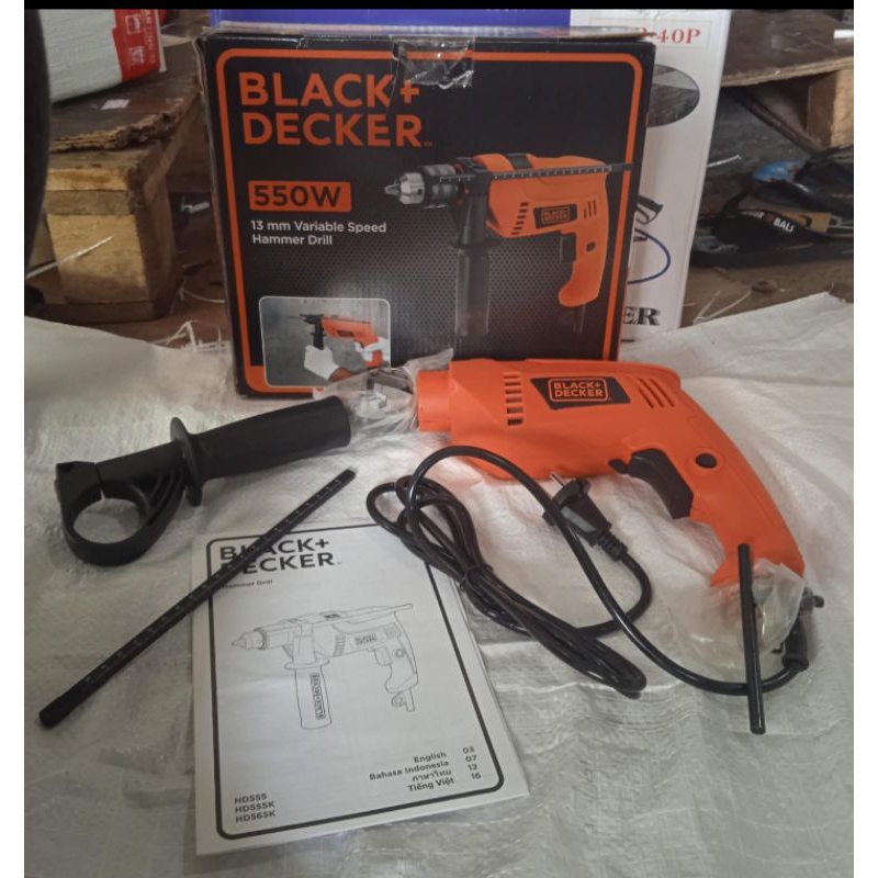 Mesin Bor Besi Beton 13mm BLACK DECKER HD555 (tanpa koper)