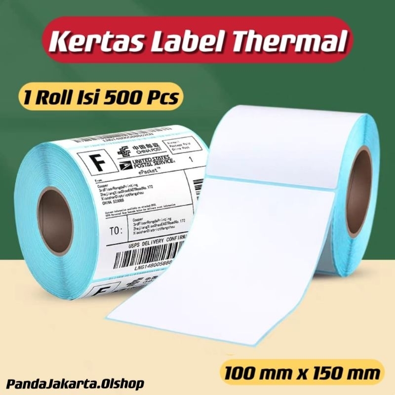 

Kertas Thermal Label Barcode 100x150mm ukuran A6 isi 500pcs⭐ pandajakarta ⭐