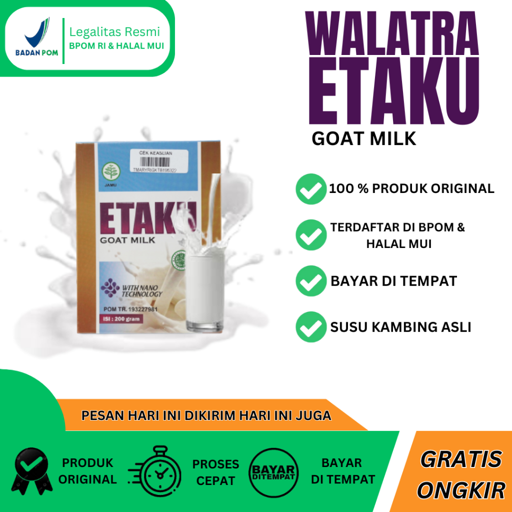 

Susu Kambing Etawa Walatra Etaku Goat Milkk Asli 100% Original 1 box Isi 200 Gram Aman Tanpa Efek Samping