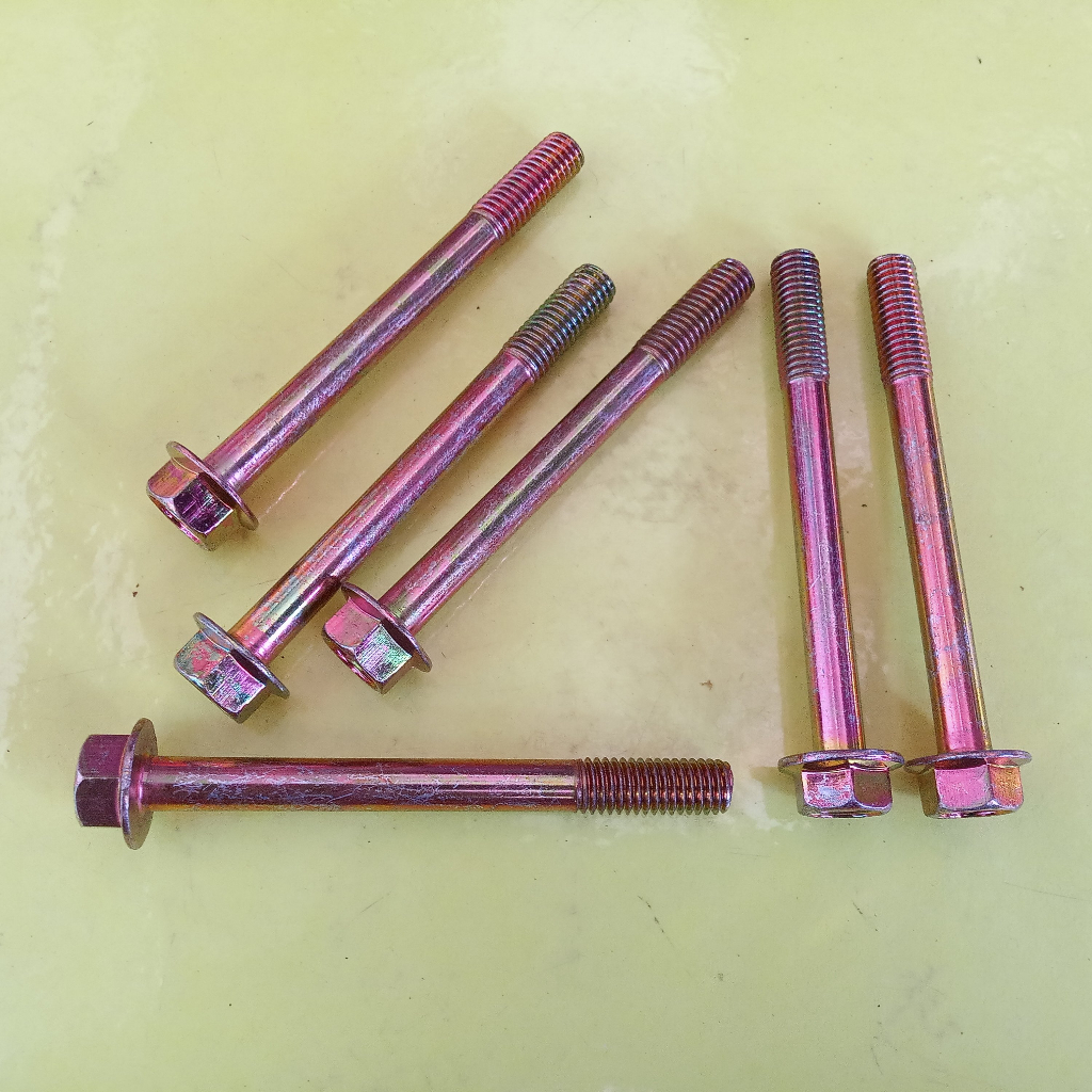 FLANGE BOLT M8 X 55 / BAUT TOPI M8 X 55 KUNING / FLANGE BOLT M8X55 KUNING / BAUT M8 / BAUT 12 KUNCI 