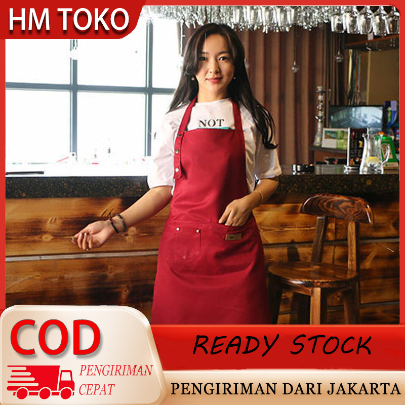 【COD+Pengiriman Cepat】Apron Waterproof Celemek Masak Dapur Pria Wanita Celemek Barista Anti Air Baha