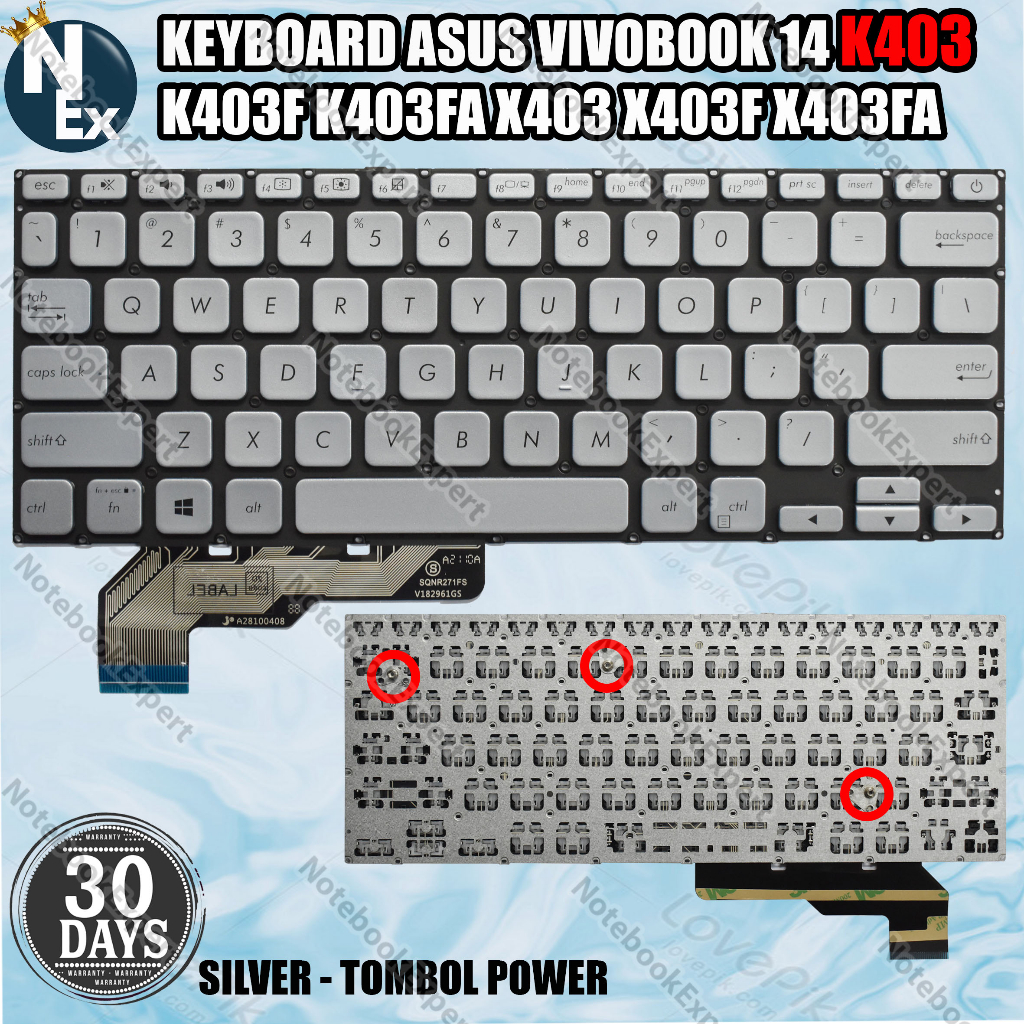 KEYBOARD FOR VIVOBOOK 14 K403 K403F K403FA X403 X403F X403FA SILVER