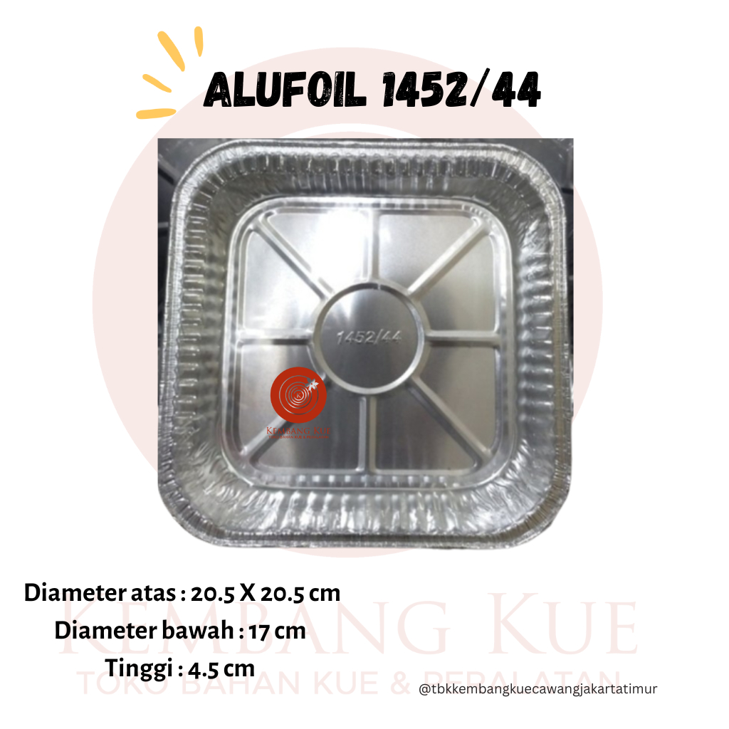 ALUMINIUM FOIL TRAY KOTAK  1452 uk 20x20 cm / ALUFOIL CUP / WADAH ALUMINIUM FOIL + TUTUP