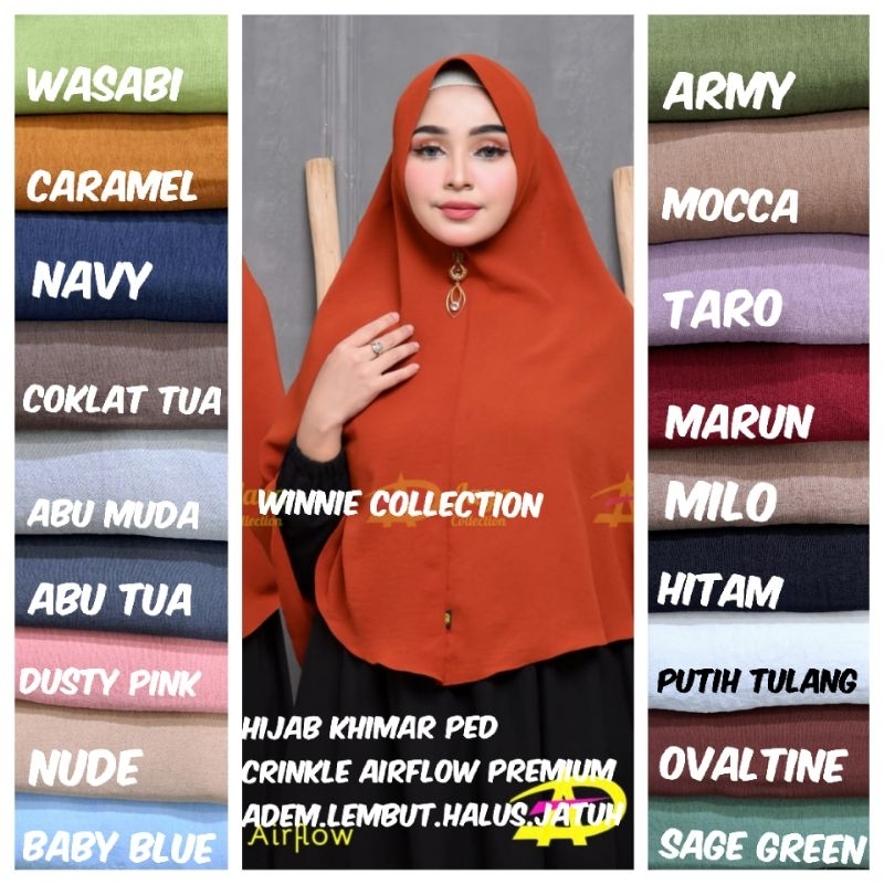 Khimar Hijab Jilbab Crinkle Airflow Premium PAD & non PAd(adem.lembut)Jumbo SIZE
