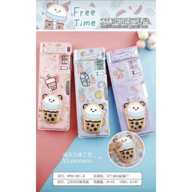 

Kotak pencil 3D/ kotak pensil squishy/ tempat pensil timbul karakter boba