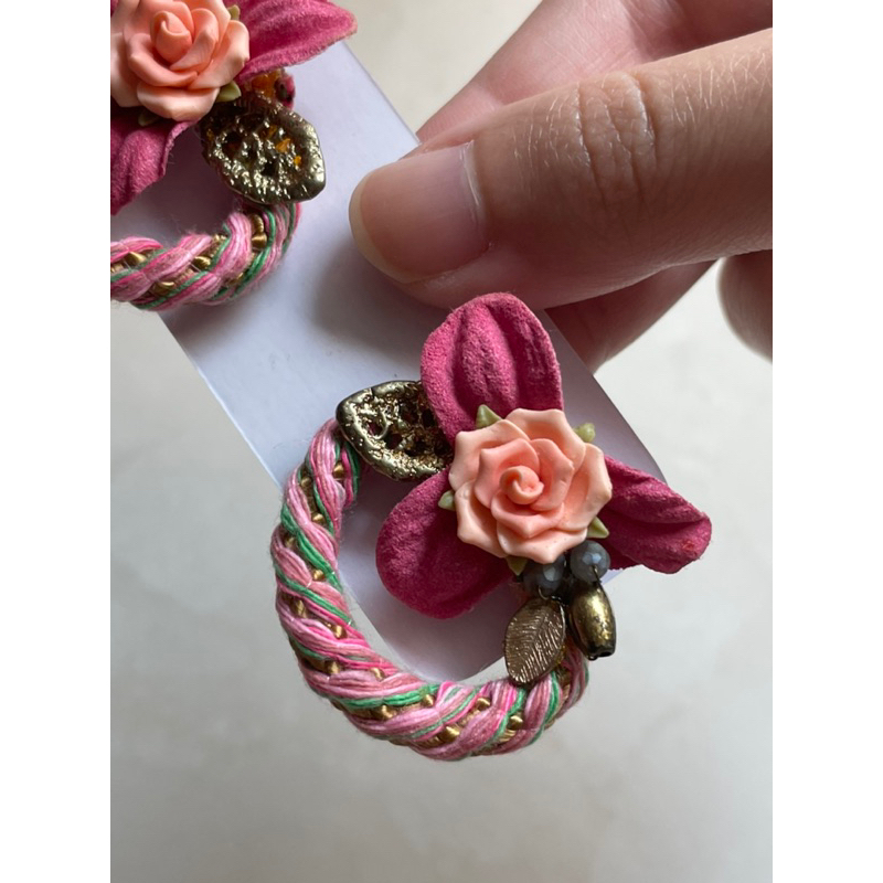 Vintage Y2K Flower Wreath Earrings Earring Anting Korea