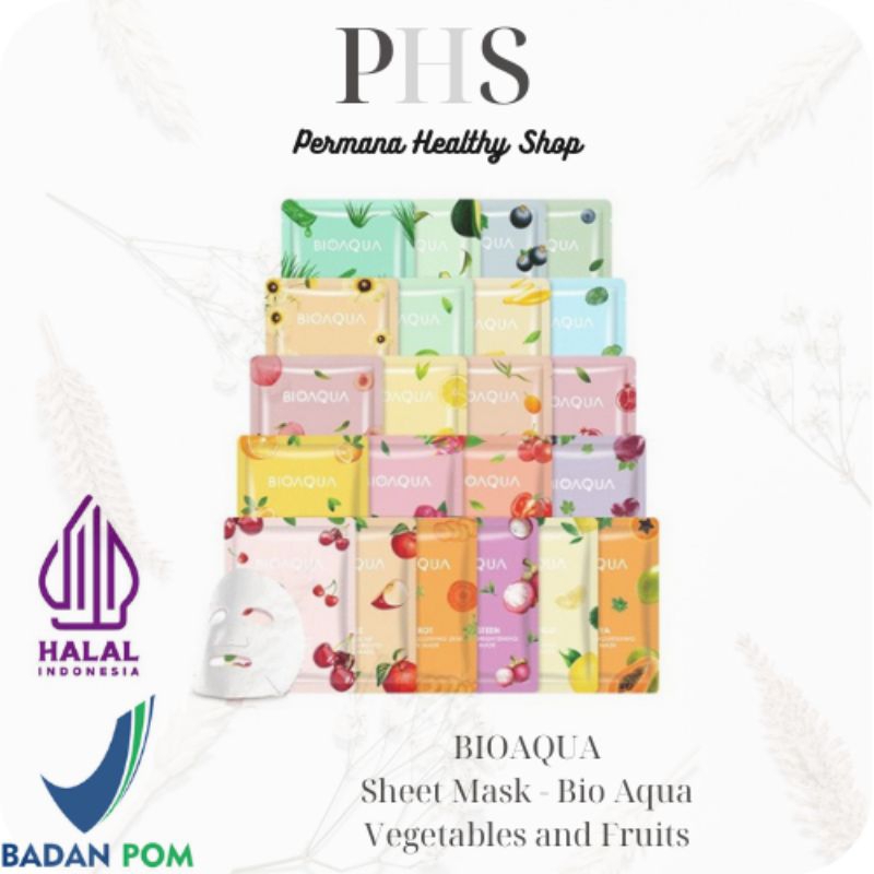 BIOAQUA - 12 Pcs Sheet Mask Buah dan Sayur