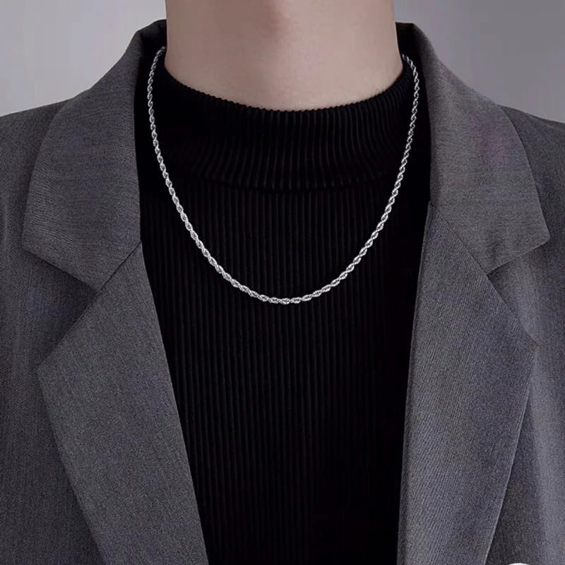 TERBARU KALUNG TITANIUM PRIA KEREN ANTI KARAT KALUNG SILVER WANITA DAN PRIA / KALUNG MODEL TAMBANG TITANIUM / KALUNG PRIA RERBARU / KALUNG KOREA PRIA