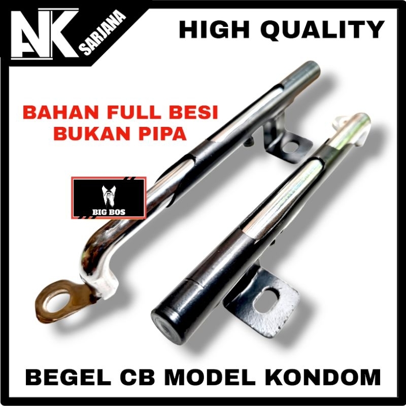 BEGEL BEHEL SAMPING CB MODEL SLOP KONDOM PANJANG PENDEK BISA DI ATUR FULL BESI HITAM KATINGAN