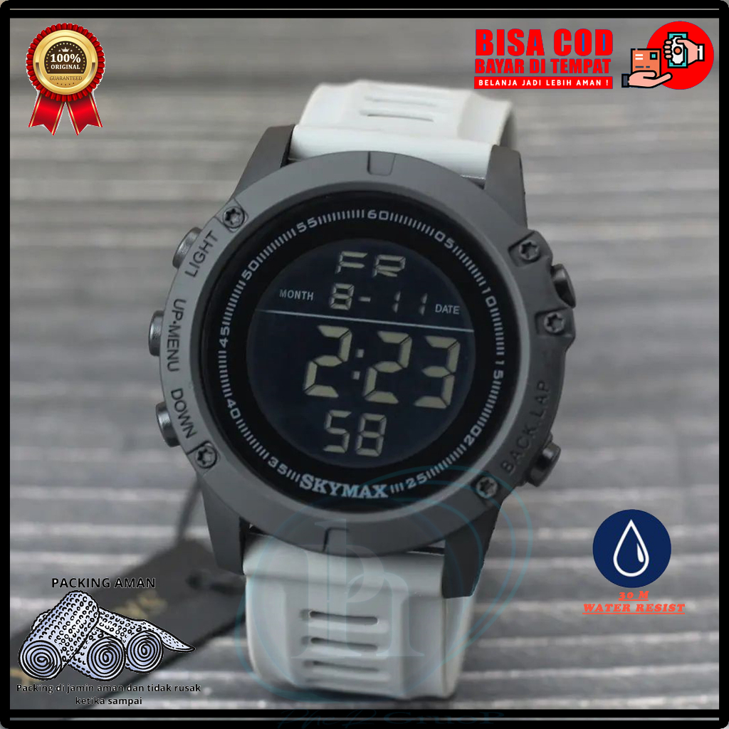 Jam Tangan Sporty Digital Model Terbaru Original Skymax Fashion Anak Muda Kekinian Water Resitan