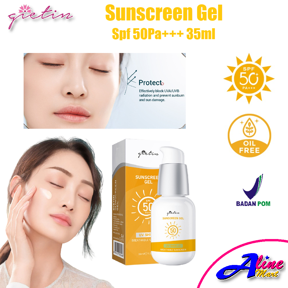 Termurah Di shopee Gietin Sunscreen Gel SPF 50 PA+++ UV Shield Protection Perlindungan Sinar Matahar