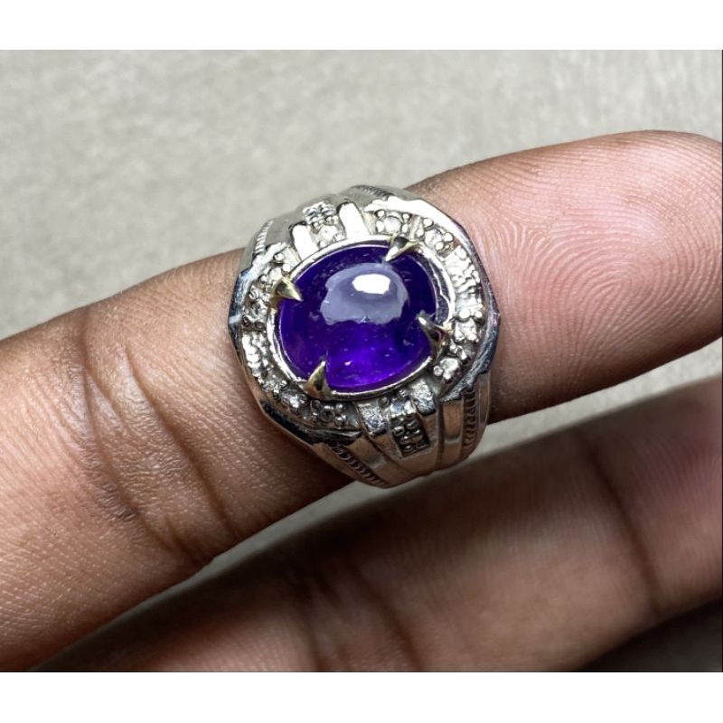 Cincin batu kecubung Natural amethyst batu kecubung ungu