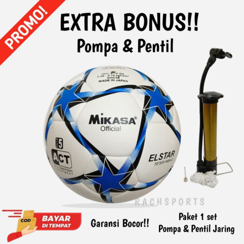 BOLA Sepak Mikasa Elstar / Bola Kaki Murah Size 5 Bonus Pompa