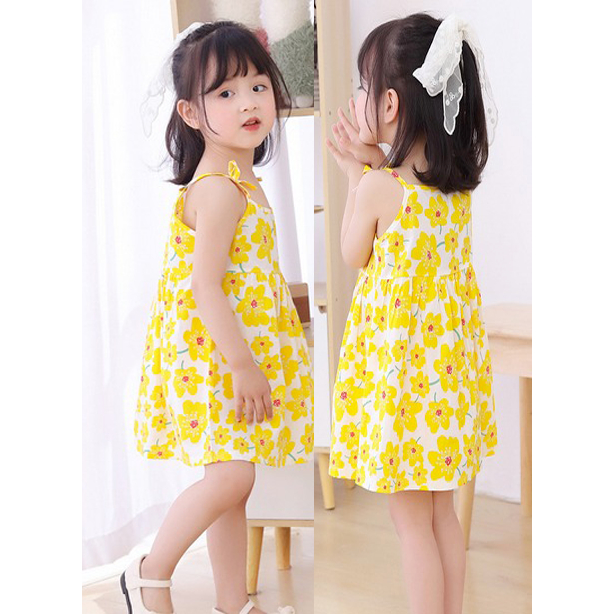 TERMURAH DRESS ANAK PEREMPUAN RUFFLE MODEL TALI KECIL KEKINIAN MOTIF RANDOM