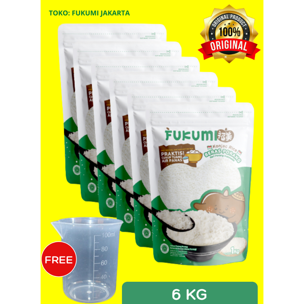 

Beras Porang Fukumi ORIGINAL Pouch 6 Kg Bundle Gelas Ukur - Beras Diet