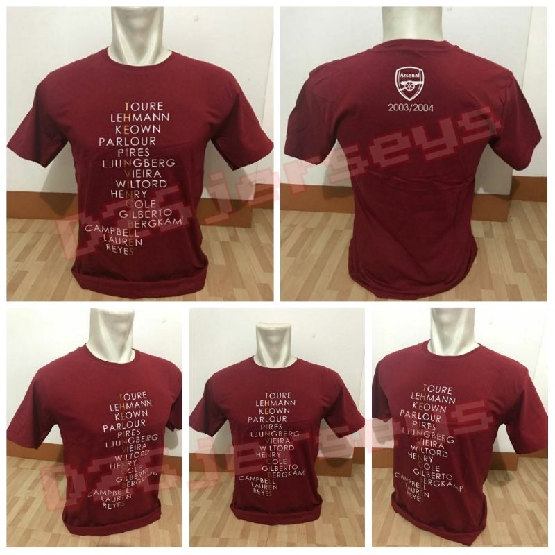 Kaos Arsenal The Invincibles Squad Legendary unbeaten season 2003 / 2004 Kaos Bola Baju Bola
