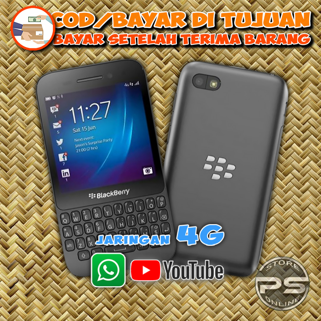 Blackberry Q5 - Single Sim - Jaringan 4G - Layar Sentuh - Bisa WA dan YT - Aplikasi Lengkap