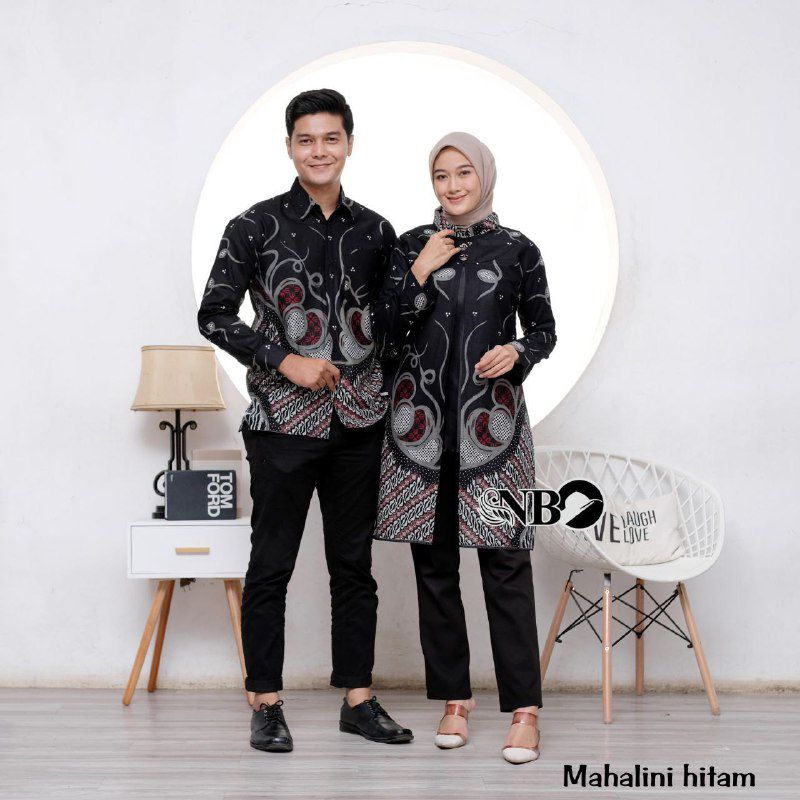 Batik Tunik Modern Set Pakaian Couple Batik Tunik Kemeja Batik Pria Baju Ungu