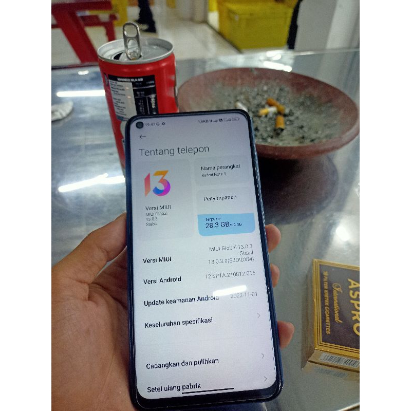 REDMI NOTE 9 RAM 4/64 KEL HP+DUS FULL ORIGINAL SECOND