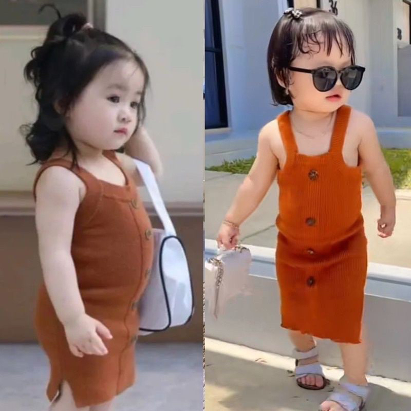 Dress Rajut Khalisa Anak 1-3 Tahun / Dress Kancing Khalisa Rajut Stylish