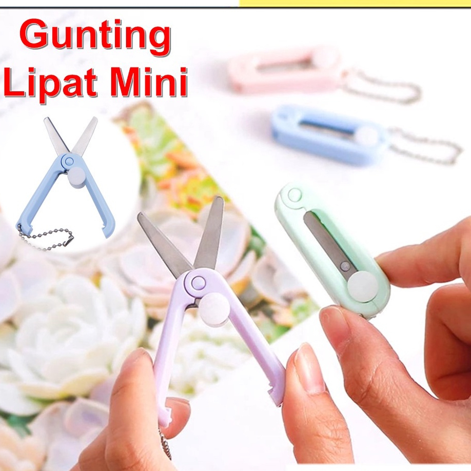 

Gunting Lipat mini Portable tarik Stainless Steel Retractable Mini Folding Scissors Pemotong Kertas Paper Cutter lucu