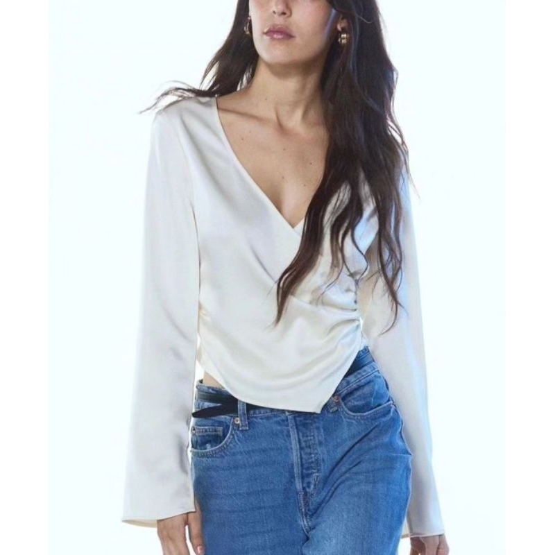H&M satin wrap blouse