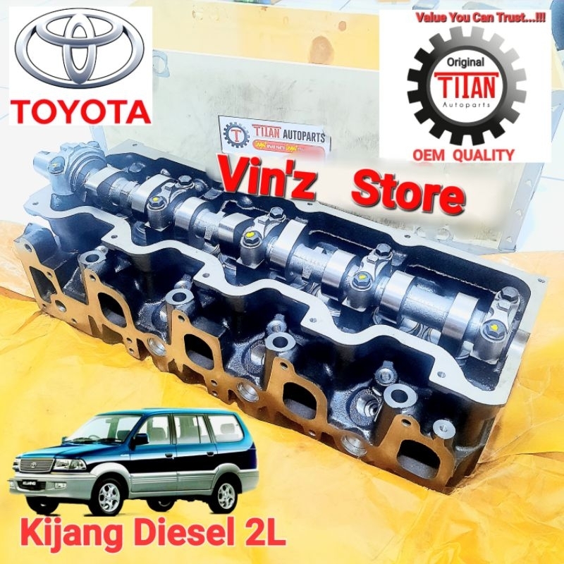 CYLINDER HEAD ASSY / DEKSEL ISI KOMPLIT TOYOTA KIJANG KAPSUL DIESEL 2L 2400CC ASLI TITAN BARU GARANS