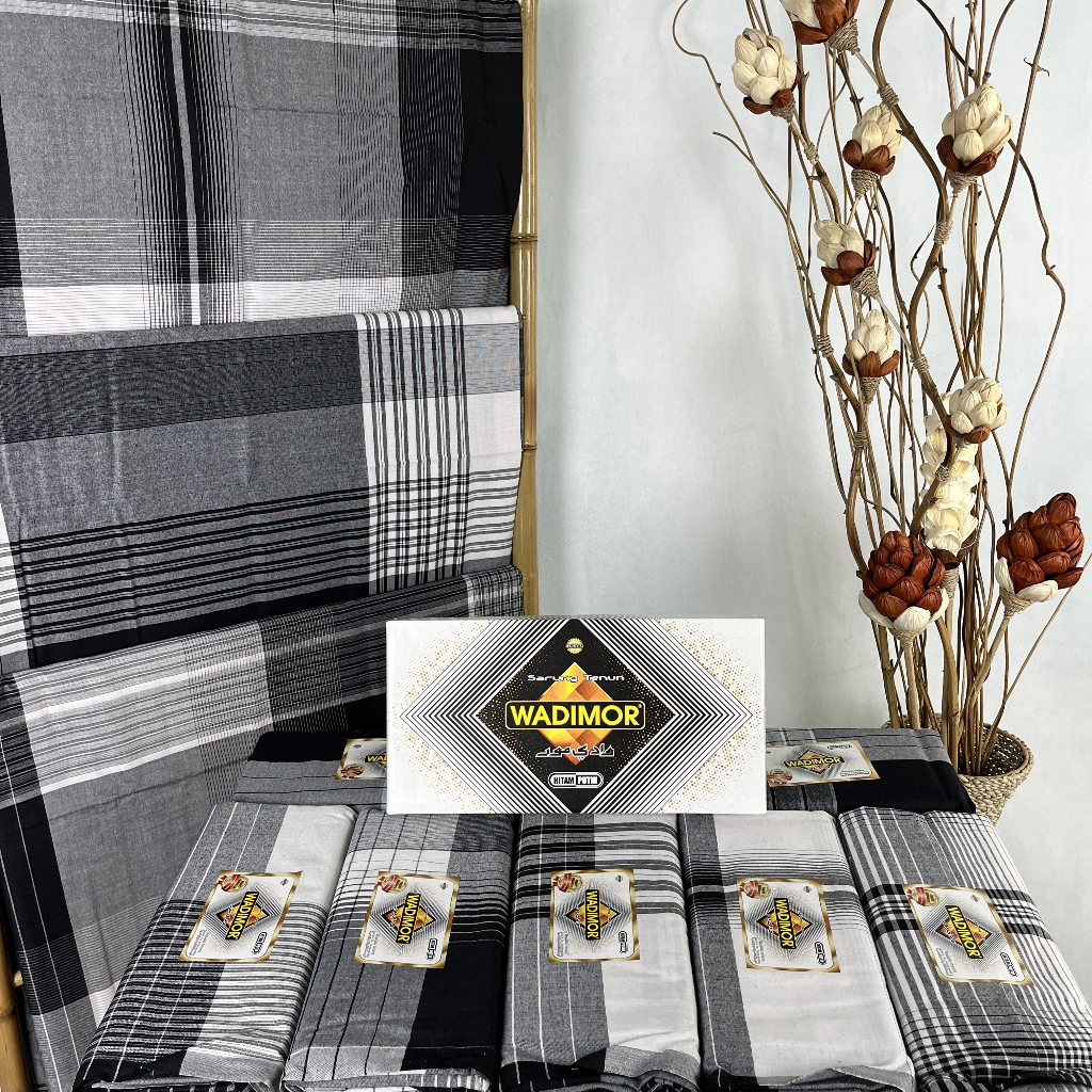 Sarung Wadimor Hitam Putih - Sarung Tenun Premium Hitam Putih Motif Kotak (eceran, bisa pilih motif)