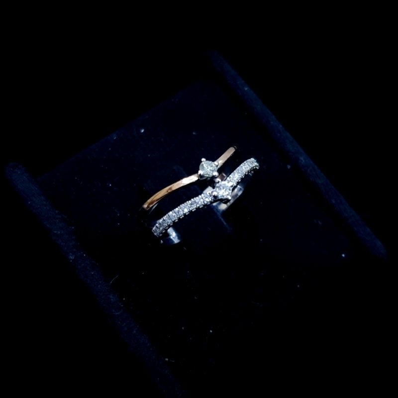 Cincin Emas putih Kombinasi rosegold dan Berlian