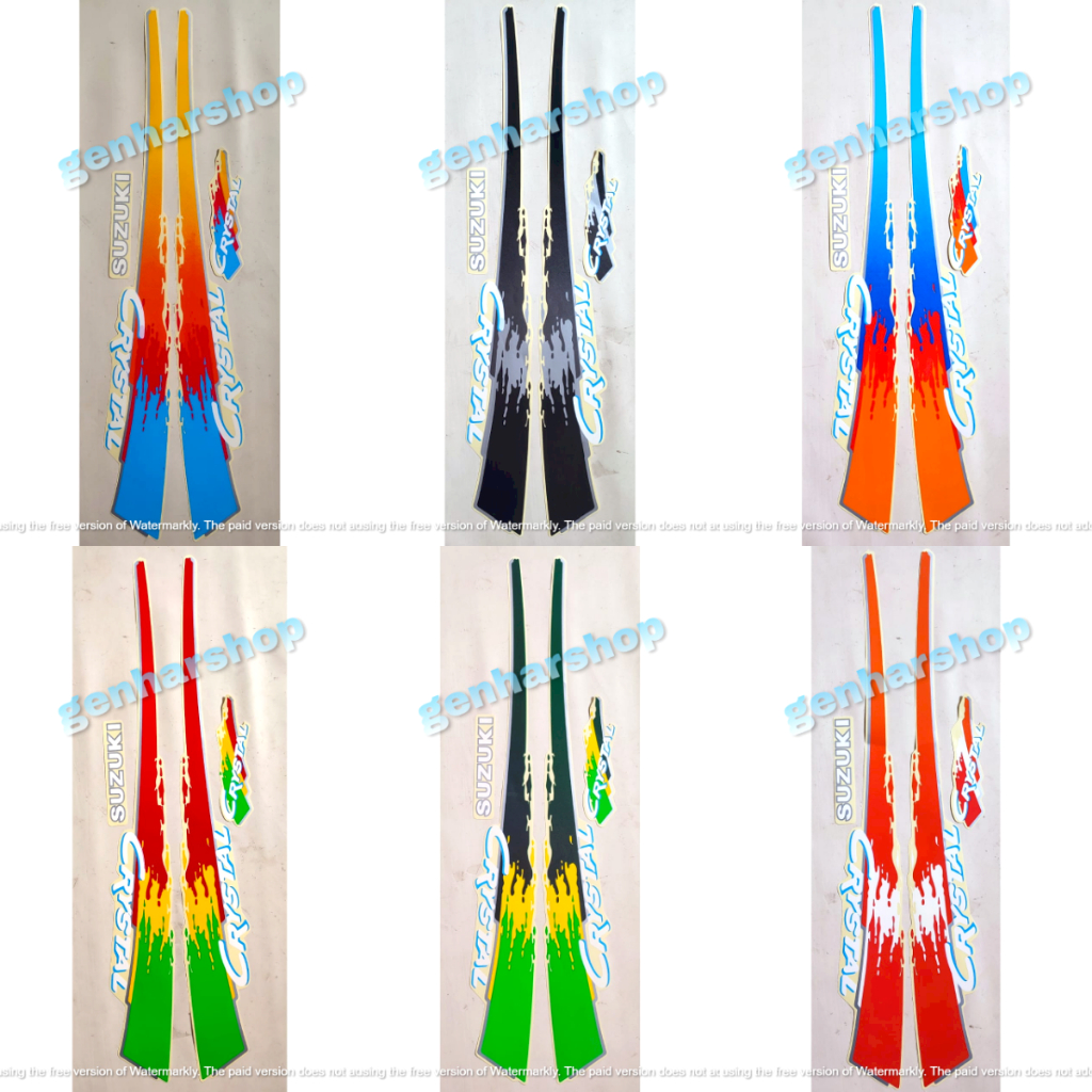STIKER STRIPING LIS BODY STANDAR MOTOR SUZUKI CRYSTAL TUNE 1992 SEPASANG STANDAR FULL SET