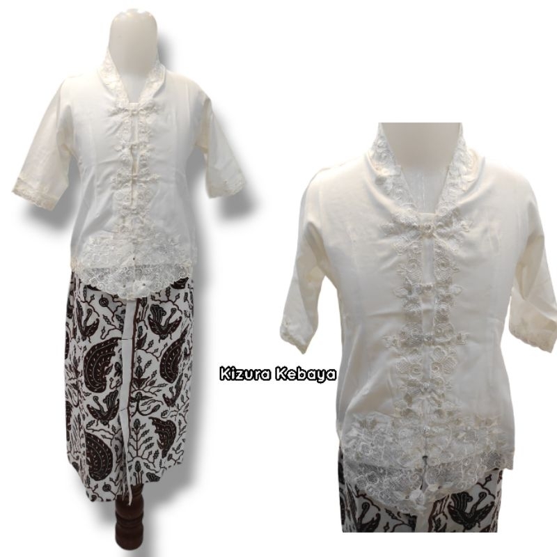 Setelan Kebaya Encim Putih Anak Paud Tk SD