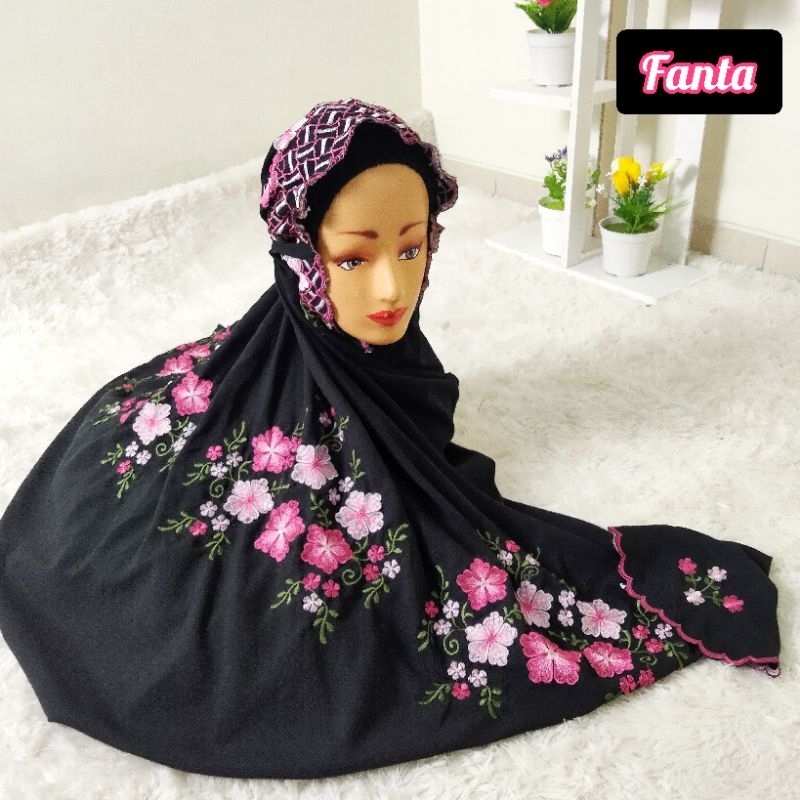 Mukena Dewasa Bordir Lajuran/Terusan Mukenah Lajur  Warna Hitam Murah Grosir Mukena Langsungan Berle