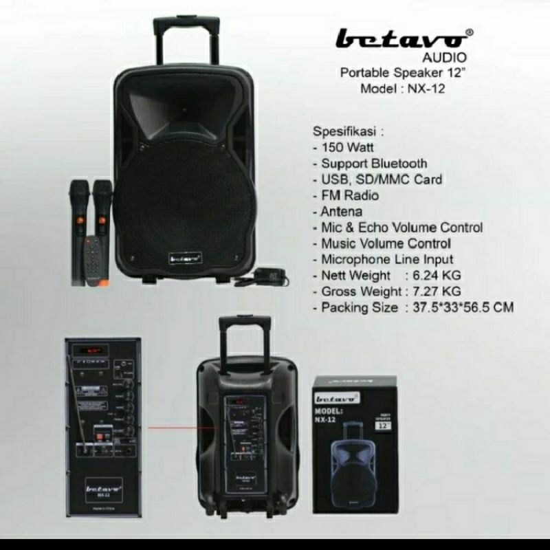 Speaker portable Betavo NX-12 ukuran 12inch