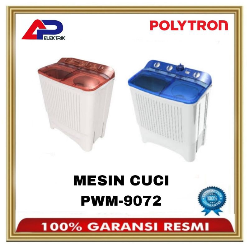 Mesin cuci Polytron twintube 9kg pwm9072