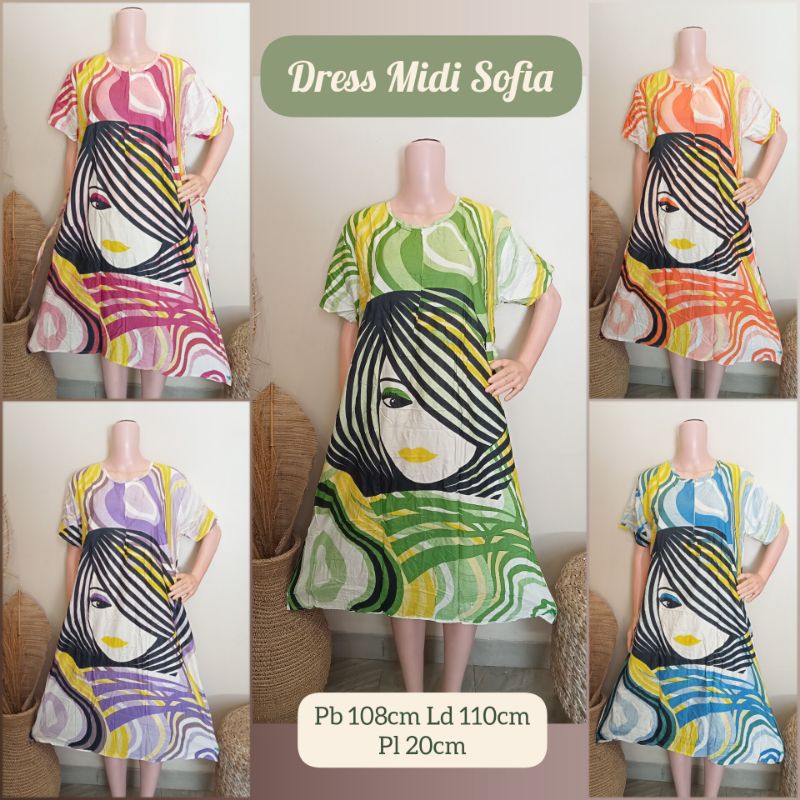 Alara - Midi  Dress Sofia || Daster Rayon Kekinian Super Adem