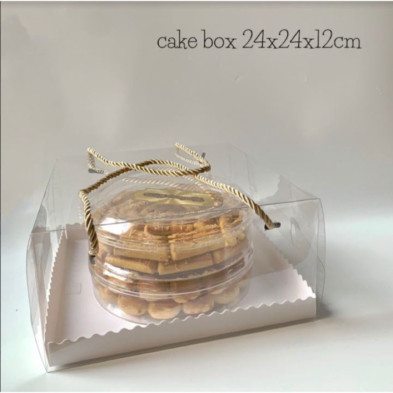 

(MIN 3 pcs) cake box transparant mika, kotak kue ulang tahun bening 24x24cm