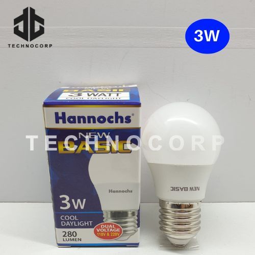 LAMPU LED HANNOCHS NEW BASIC 3W / BOLA 3 WATT PUTIH LED BULB