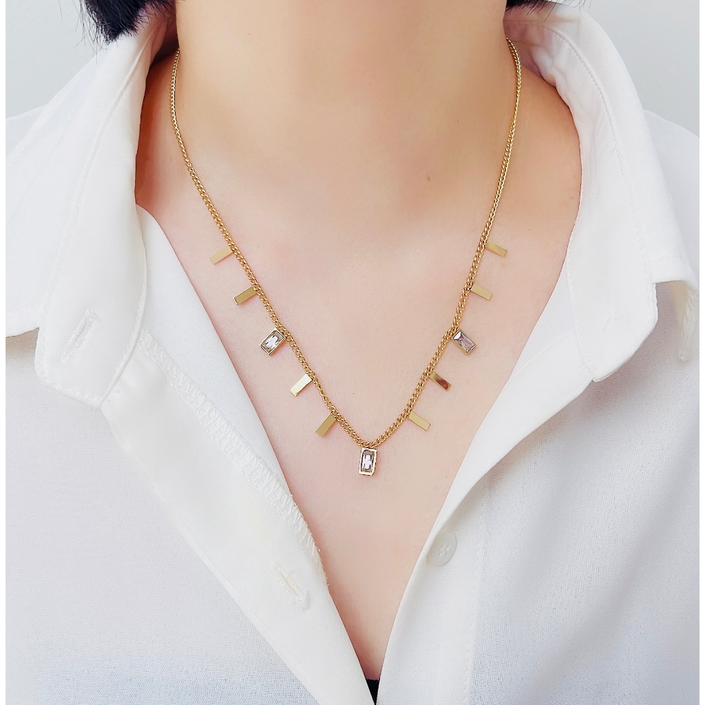 Meimai.Co Kalung Liontin Rumbai Mata Putih -K9- Kalung Wanita Gold Korean style