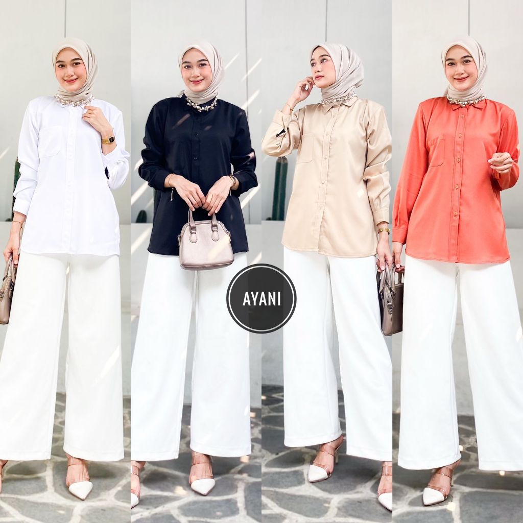 Kemeja Basic Hemclo Wanita Korean Style Jumbo Kemeja Polos Ayani Fashion