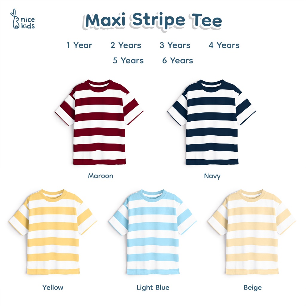 Nice Kids - Maxi Stripe T-Shirt Kaos Anak Unisex (1-6 Tahun)